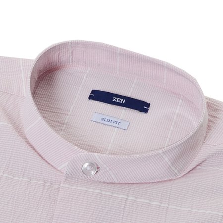 핑크 차이나 카라 슬림핏 셔츠