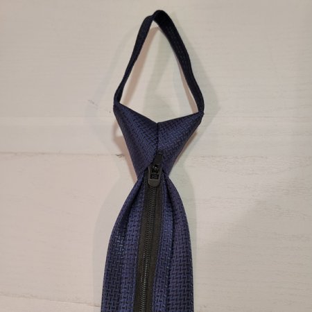 네이비 자카드 자동 넥타이