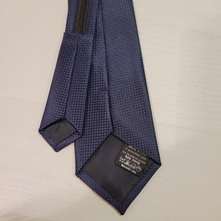 네이비 자카드 자동 넥타이