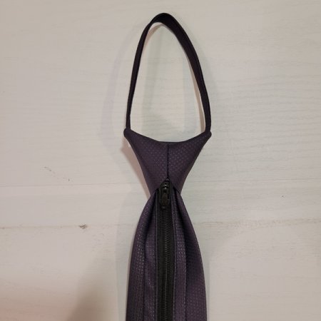 퍼플 자카드 지퍼 넥타이