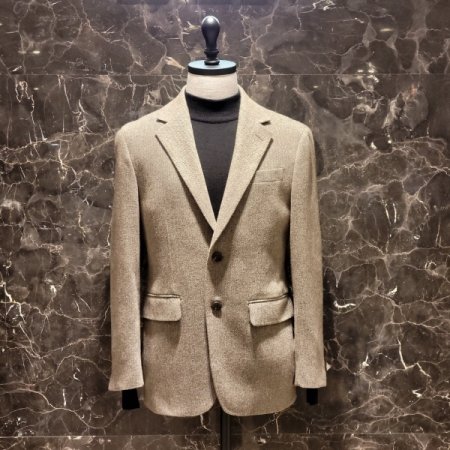 브라운 헤링본 울혼방 코트