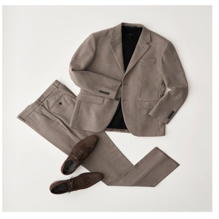 베이지 약밀드 조직 스트레치 셋업