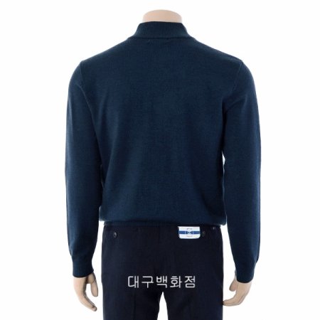 스트라이프 반집업 니트