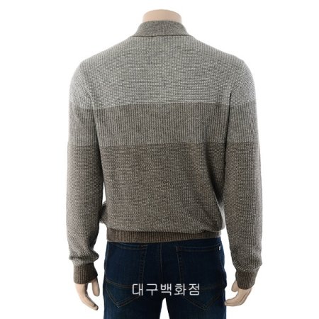 스트라이프 반집업 니트