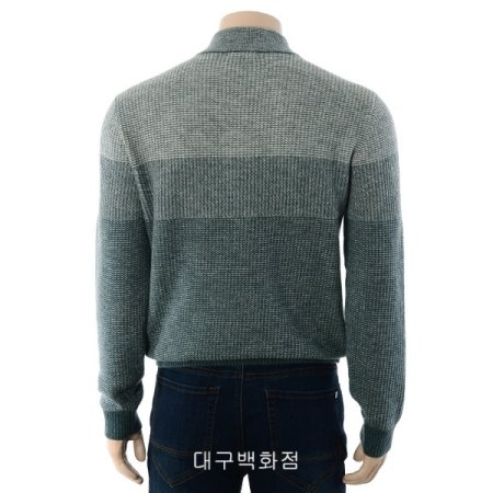 스트라이프 반집업 니트