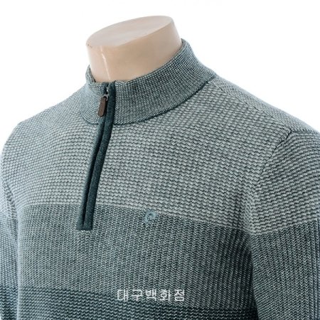 스트라이프 반집업 니트