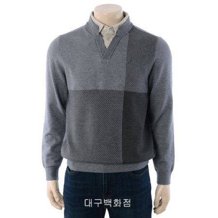 스퀘어 블럭 레이어드 니트