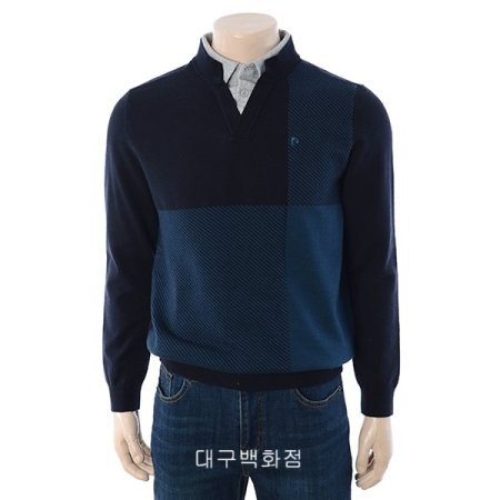 스퀘어 블럭 레이어드 니트