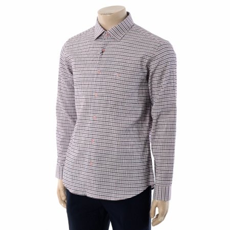 잔체크 써커 노말핏 셔츠