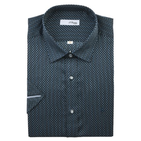 반팔 플라워 도형 변형 프린트 일반핏