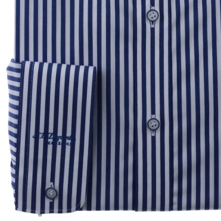 긴팔 스트레치 소재 블루 슬림핏셔츠