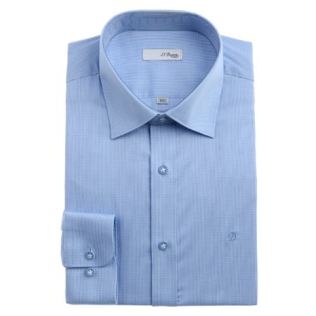 긴팔 스트레치 소재 블루 슬림핏셔츠