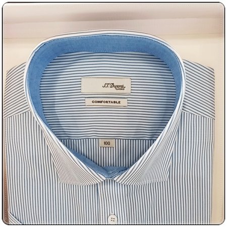 반팔 핀스트라이프 블루슬림핏셔츠