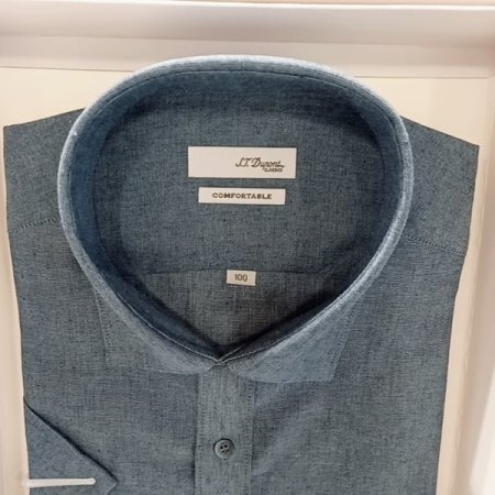 린넨 믹스 반소매 슬림핏셔츠