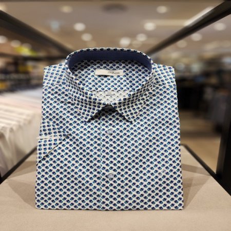 신규캐주얼 푸른 물고기를 프린팅한셔츠