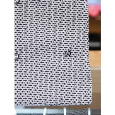 물고기 모티브로 프린팅한 슬림핏셔츠