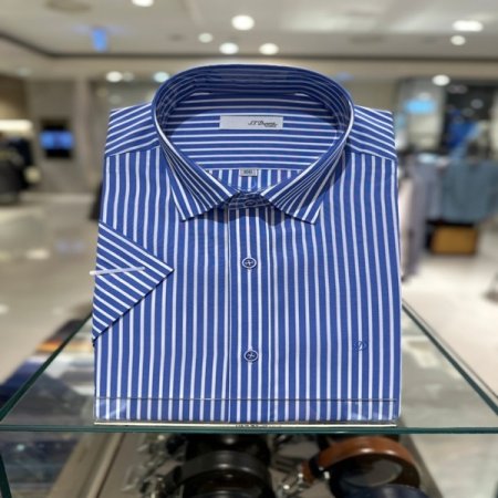 스트라이프둥근D라벳 포인트인 반팔셔츠