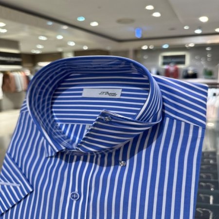 스트라이프둥근D라벳 포인트인 반팔셔츠