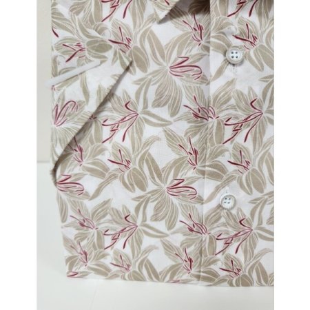 하와이안 프린트 소재 슬림핏 셔츠