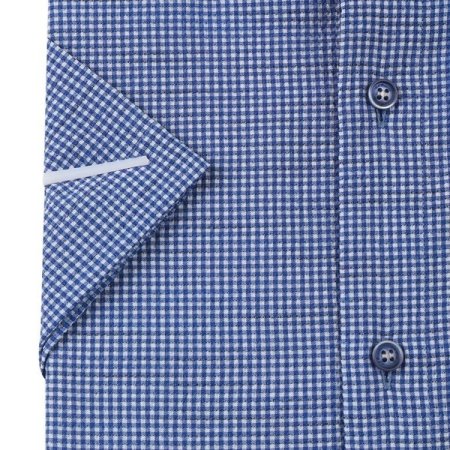 폴리 써커 체크패턴 일반핏 반소매셔츠