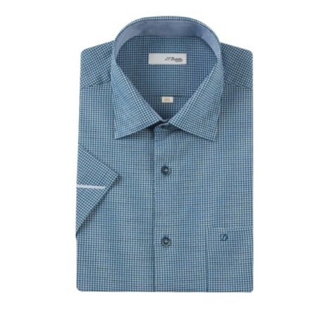 폴리 써커 체크패턴 일반핏 반소매셔츠