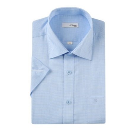 블루 믹스 미니체크 일반핏셔츠