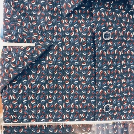 구김없는 폴리써커 프린트 일반핏셔츠