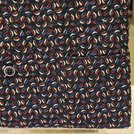 구김없는 폴리써커 프린트 일반핏셔츠