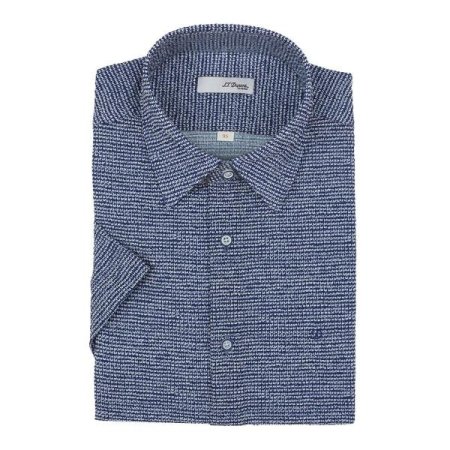 구김없는 폴리써커 프린트 일반핏셔츠