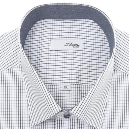 면 미니 체크 반소매 슬림핏셔츠