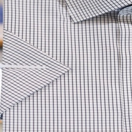 면 미니 체크 반소매 슬림핏셔츠