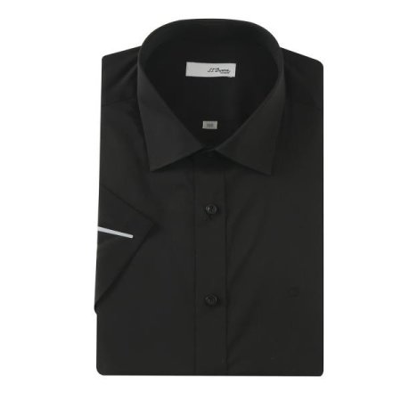 스트레치 솔리드 블랙 슬림핏셔츠