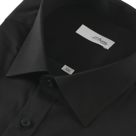 스트레치 솔리드 블랙 슬림핏셔츠