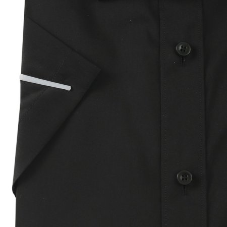 스트레치 솔리드 블랙 슬림핏셔츠