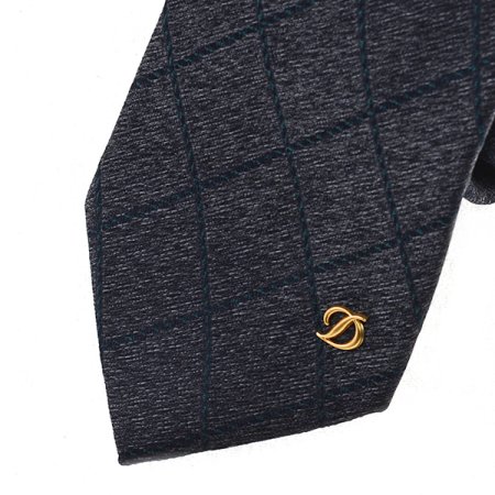 그레이 슬림 체크 타이