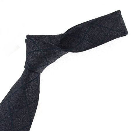 그레이 슬림 체크 타이