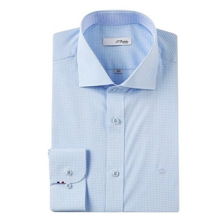 미니 깅엄체크 블루 슬림핏셔츠