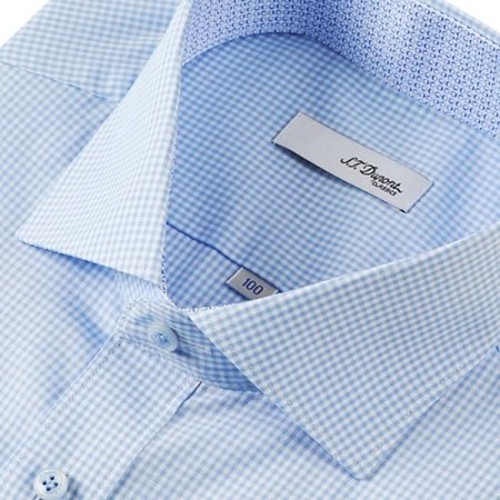 미니 깅엄체크 블루 슬림핏셔츠