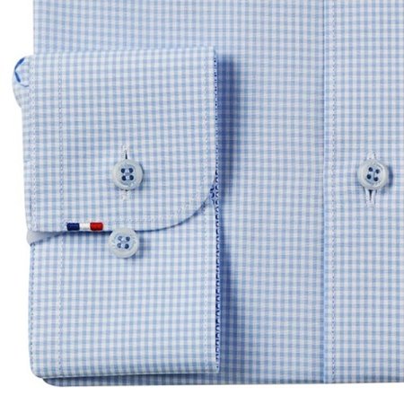 미니 깅엄체크 블루 슬림핏셔츠
