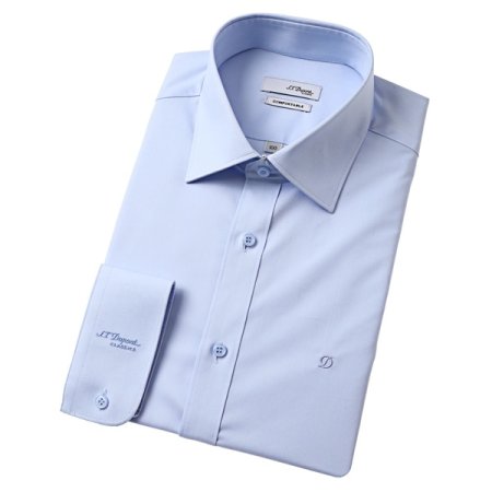 신축성이 좋은 슬림핏 블루 셔츠