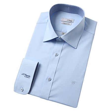 스트레치 소재 블루 슬림핏셔츠