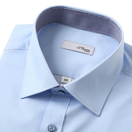 스트레치 소재 블루 일반핏셔츠