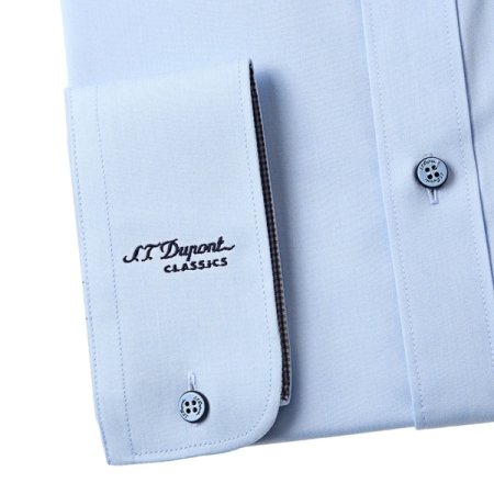 스트레치 소재 블루 일반핏셔츠