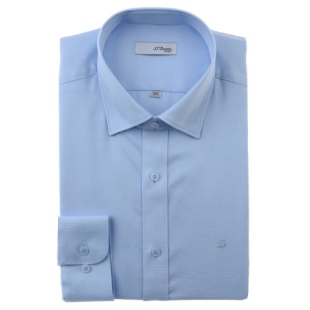 스넵버튼카라 블루 슬림핏셔츠