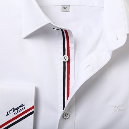 듀퐁 삼색패치 풀로고자수 슬림셔츠