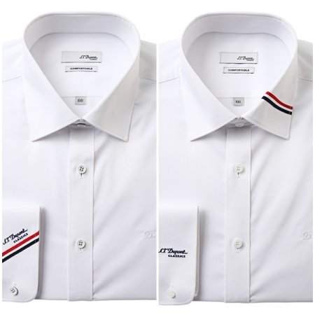 듀퐁 화이트 슬림핏 삼색포인트 셔츠2종택1