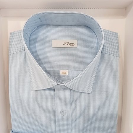 스트레치 일반핏 잔첵크 블루 셔츠