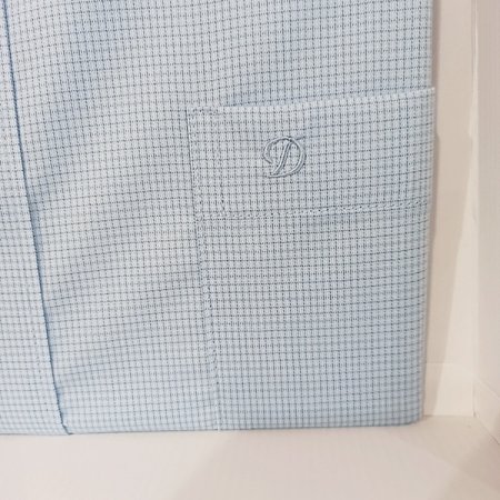 스트레치 일반핏 잔첵크 블루 셔츠