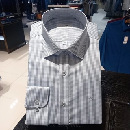 미니 잔첵크 슬림핏 그레이 셔츠