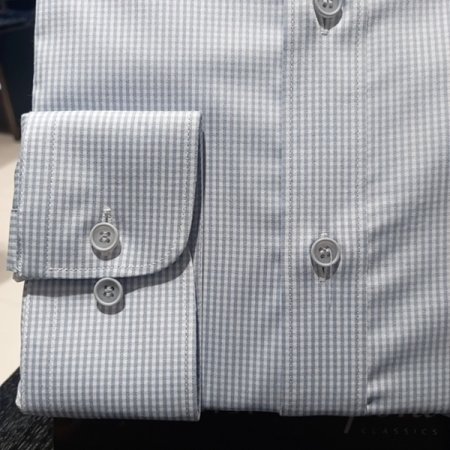 미니 잔첵크 슬림핏 그레이 셔츠